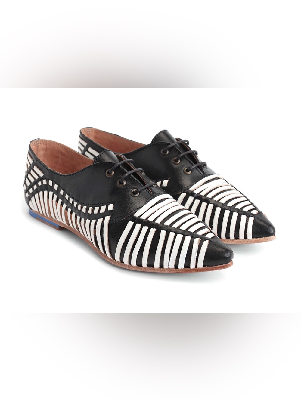 John Fluevog The Coolest Ella Woven Huarache Lace Up Black & White Women’s 7